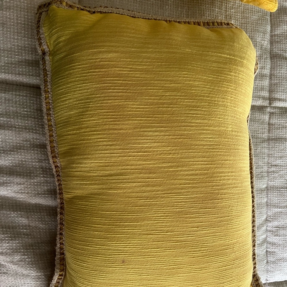 Set of two yellow rectangular throw pillows